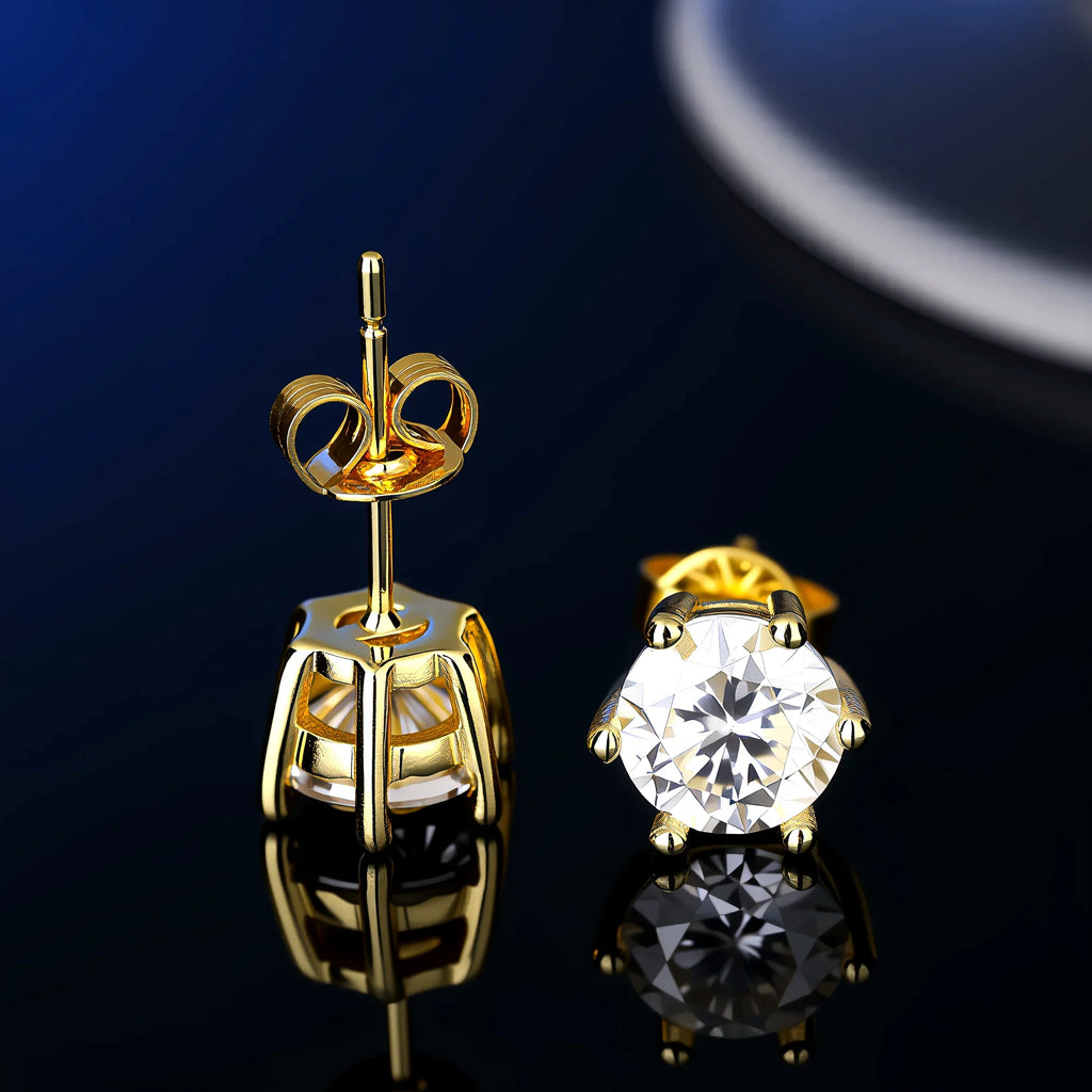 100% Real Sterling Silver S925 Moissanite Earrings Stud  With 2 Certificate D VVS1 Pass Diamond Test Pen For Women Men Jewelry