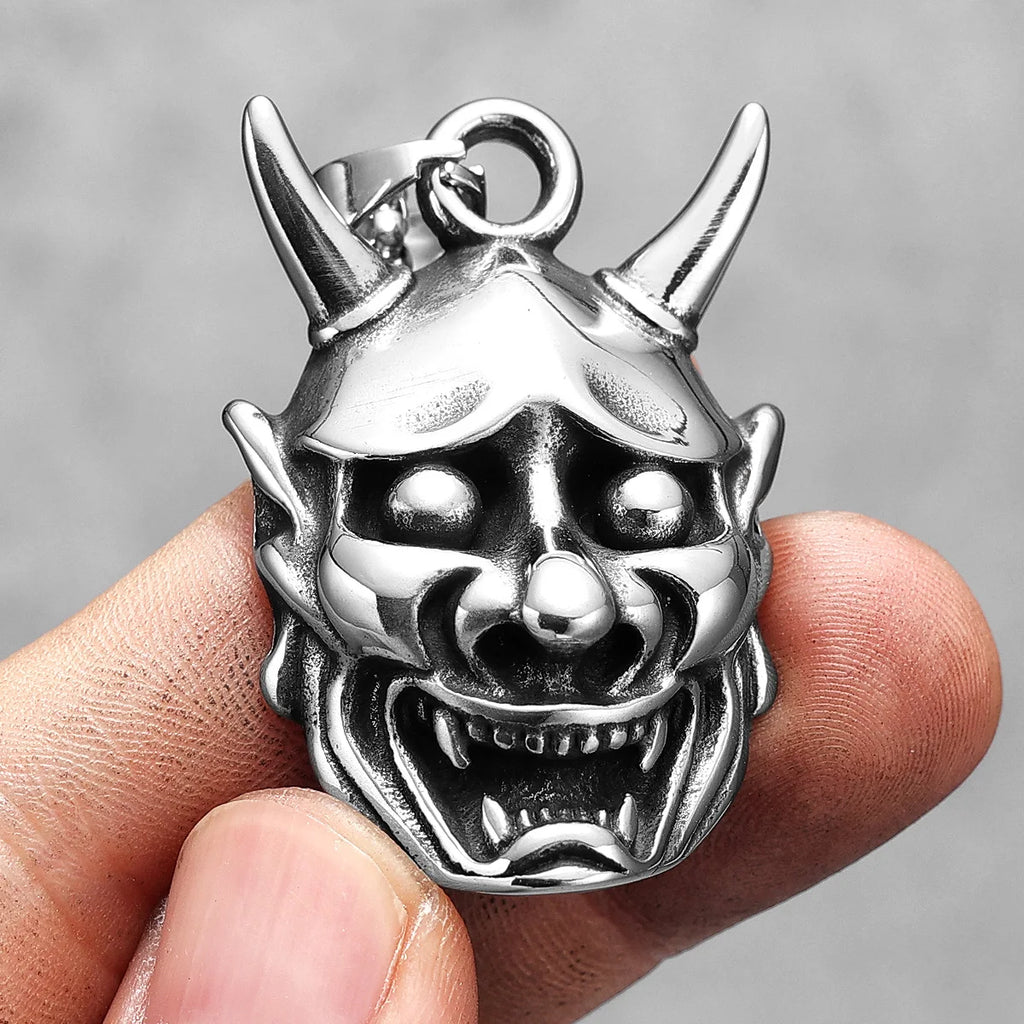 Japanese Yokai Prajna Punk Stainless Steel Men Women Necklaces Pendants Chain Jewelry Creativity Gift Dropshipping Wholesale