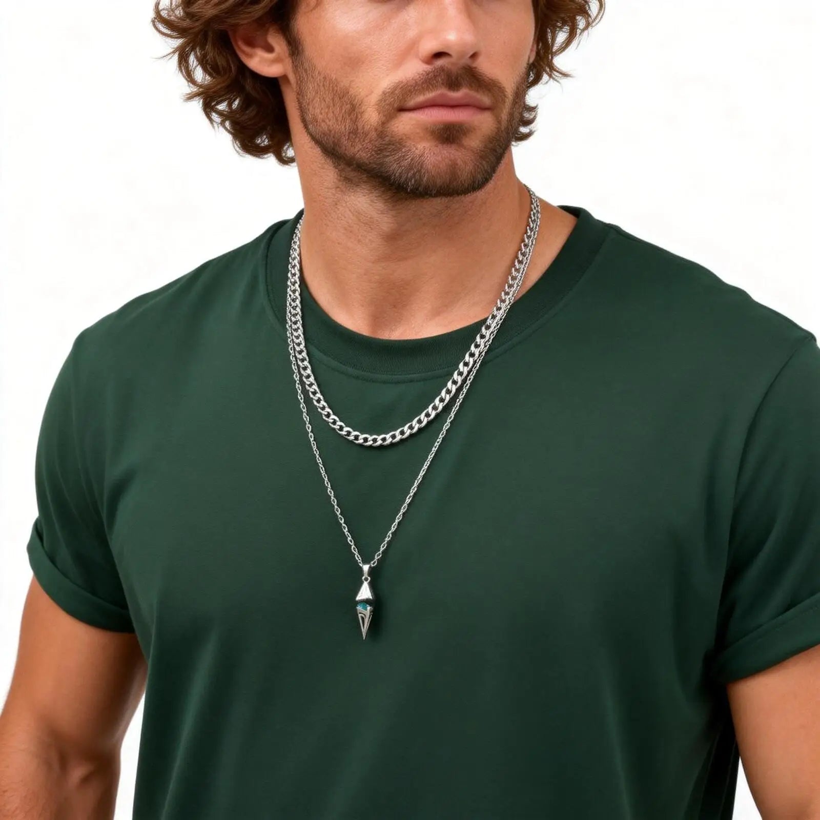 Blue Stone Layering Necklace — Stainless