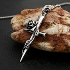 Fashion Vintage Rose Cross Necklace for Man Woman Punk 316L Stainless Steel Couple Pendant Creative Amulet Jewelry