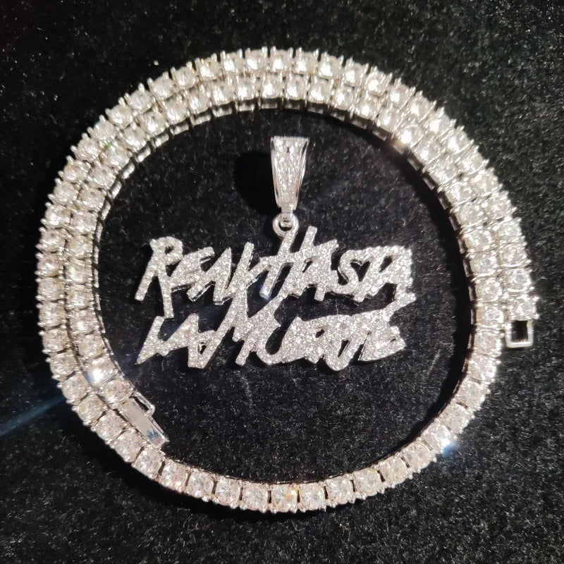 Men Women Hip Hop Letter Pendant Necklace 4mm Tennis chain Iced out Bling Bling Hiphop pendants Necklaces Fashion Charm
