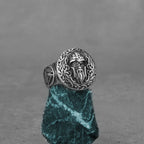Viking Odin Helmet Celtic Knot Ring — Stainless Steel