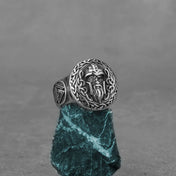 Viking Odin Helmet Celtic Knot Ring — Stainless Steel