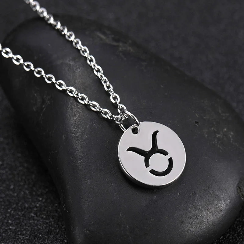 Kkjoy Stainless Steel Star Zodiac Sign Necklaces 12 Constellation Choker Pendants Necklace Aries Libra Leo Collier Birthday Gift