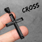Cross Gemstone Pendant — Stainless Steel