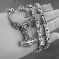 Popular Stainless Steel Thor's Hammer Set Pendant Necklace Nordic Viking Men's Birthday Gift Jewelry Accessories