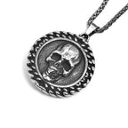 Viking Double-Sided Skull Pendant Necklace — Stainless