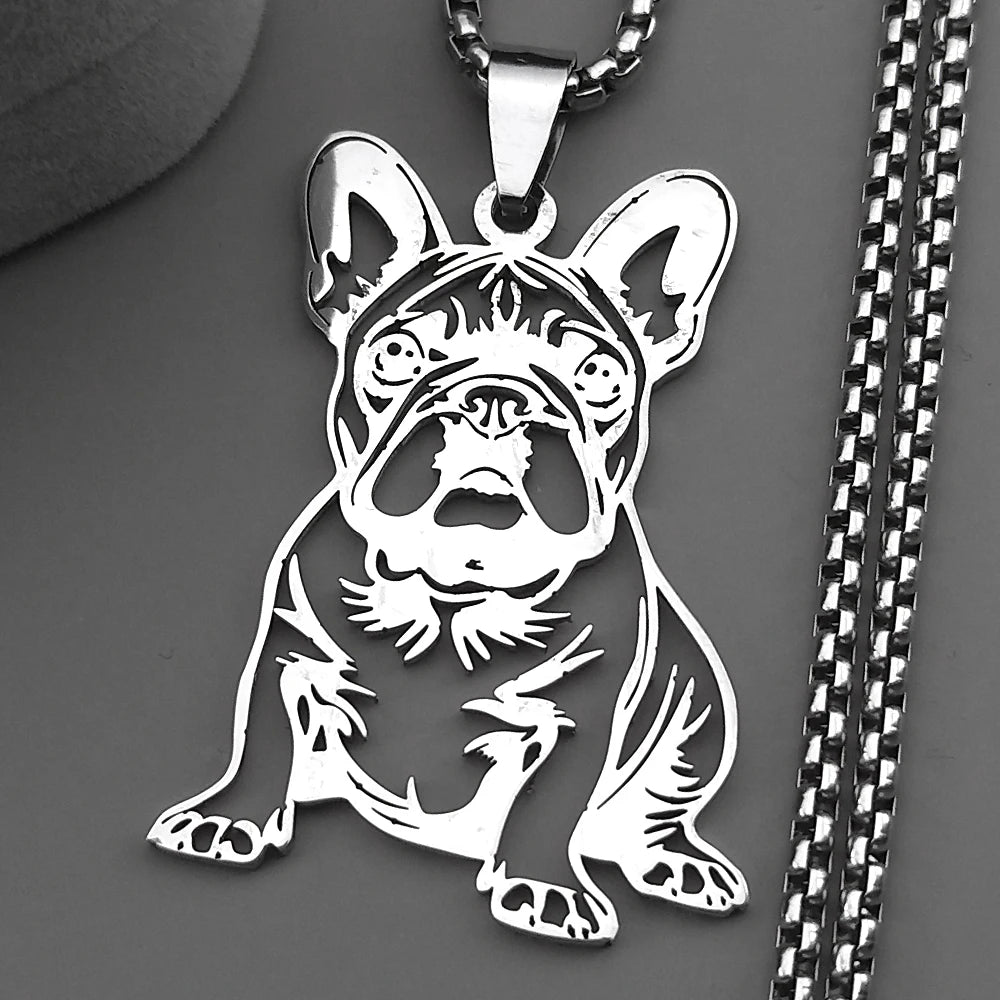 Sweet French Bulldog Chain For Women Men Stainless Steel Silver Color Animal Puppy Pug Dog Lovely Pendant Necklace