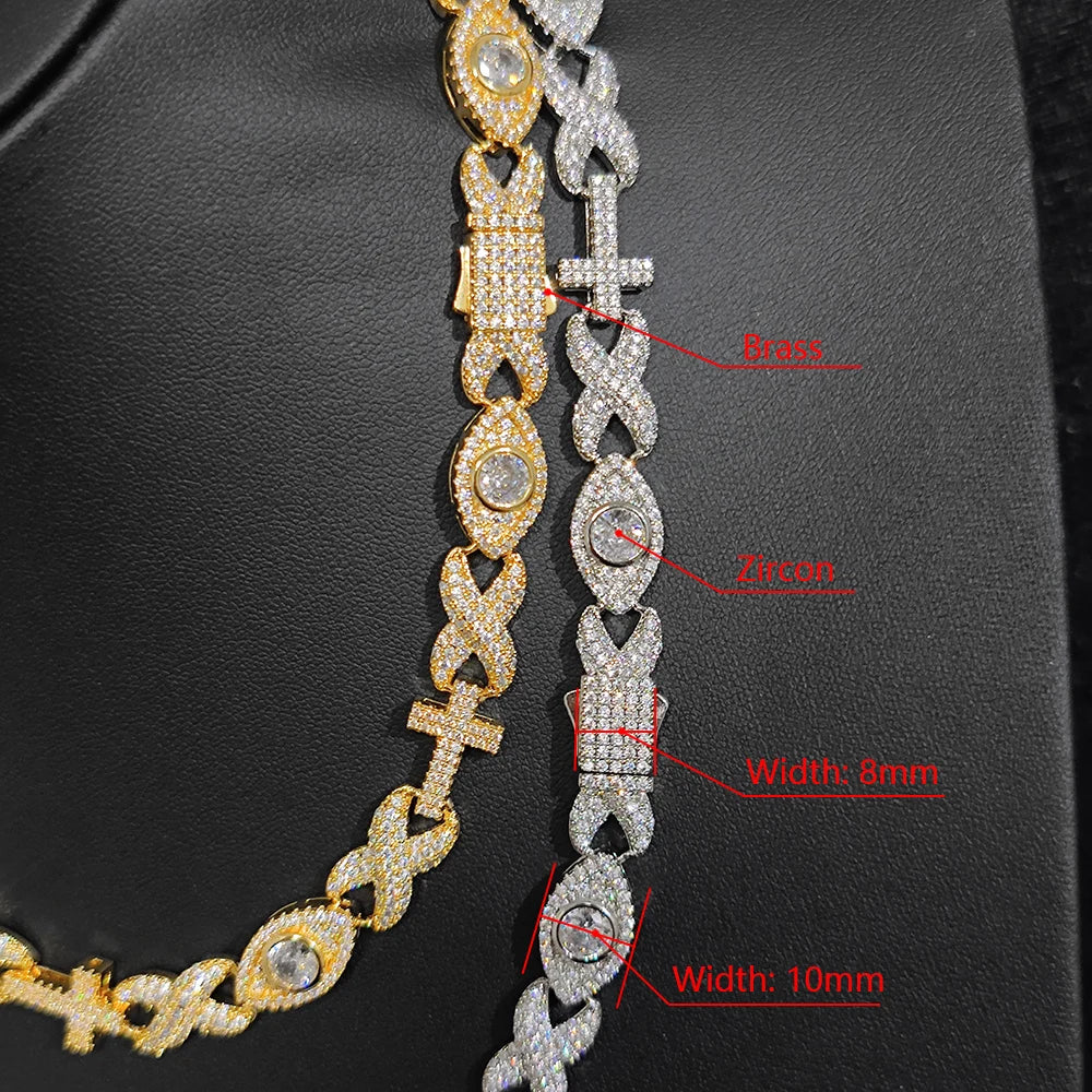 Cross Chain Necklace Iced Out Eye CZ Diamond
