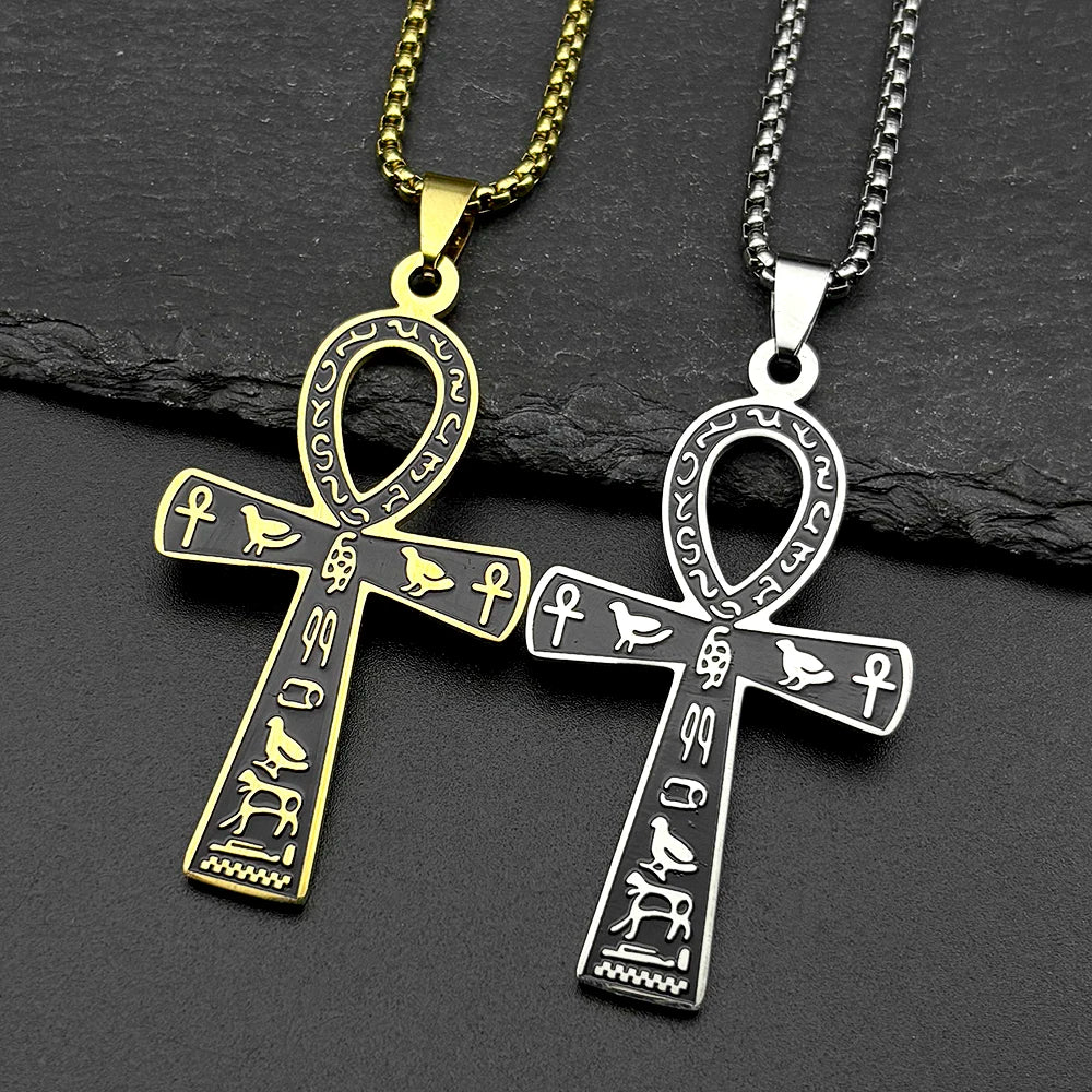 Egyptian Ankh Cross Pendant Necklace — Gold