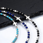 Cross Charm Stone Beaded Bracelet