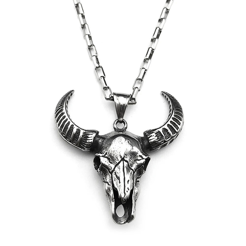 Skull Viking Silver Pendant Gothic Vintage Ghost