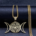 Hekate Wheel Moon Sun Pendant — Stainless