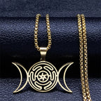 Hekate Wheel Moon Sun Pendant — Stainless
