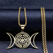 Hekate Wheel Strophalos Moon Sun Pendant — Stainless