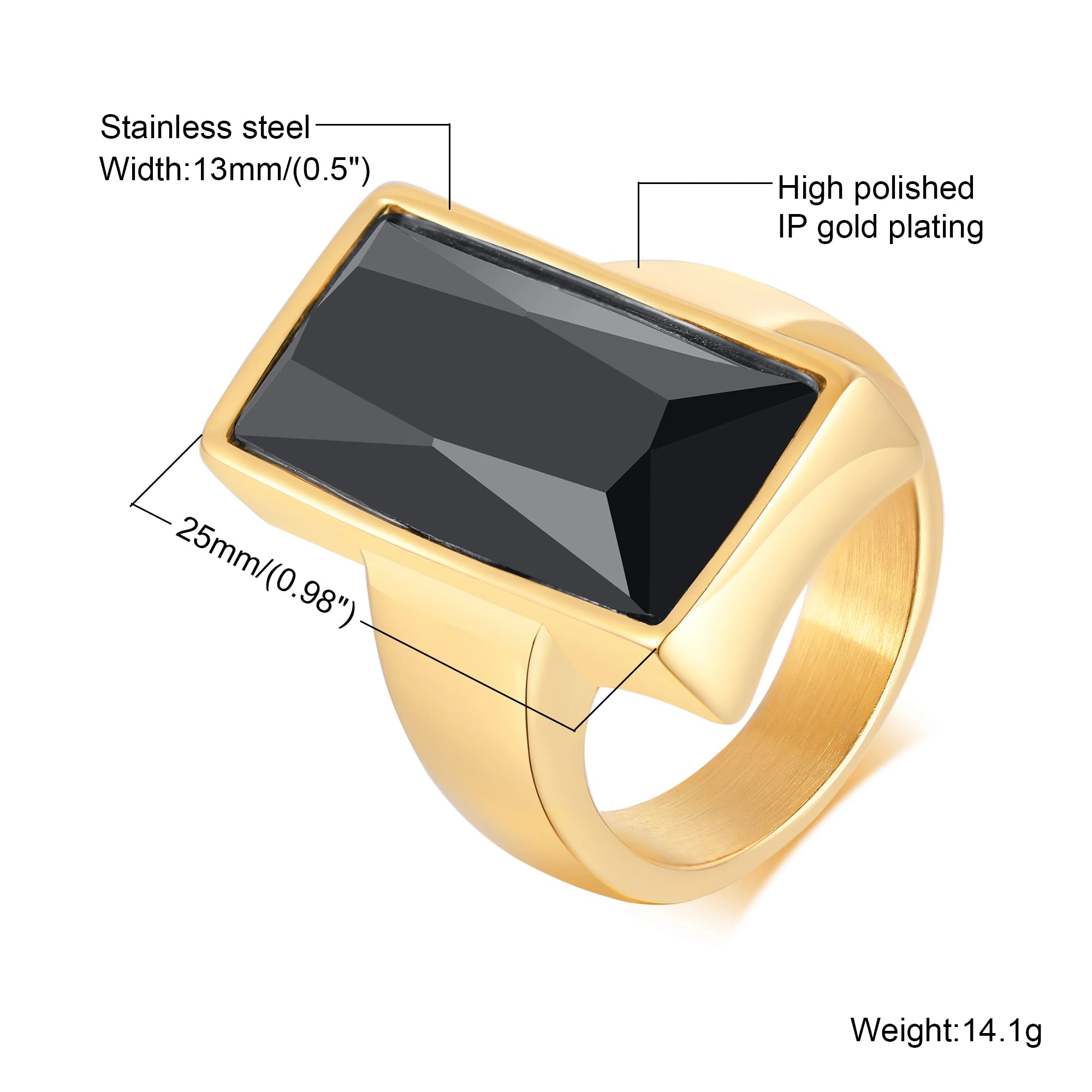 Black Stone Signet Ring — Gold