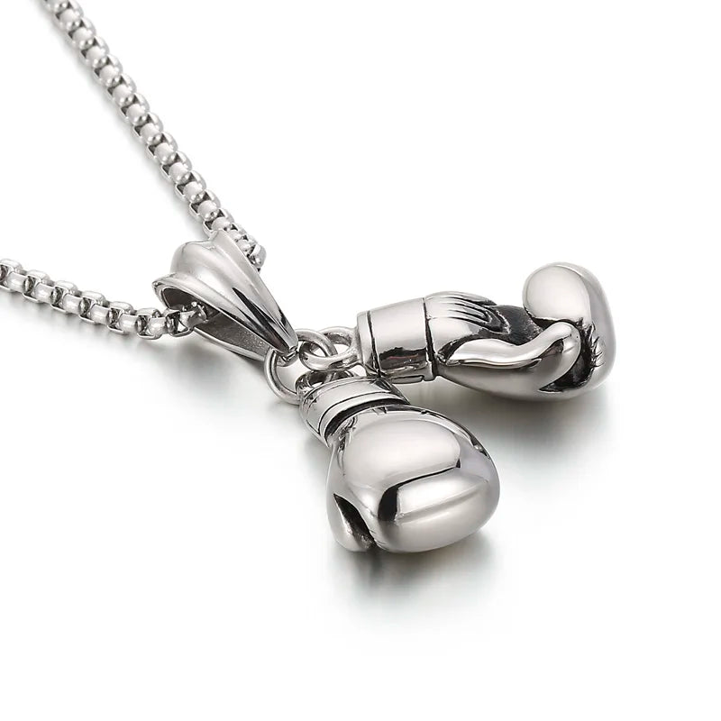 Boxing Glove Pendant Necklace - 304 Stainless Steel - KP42085-BD