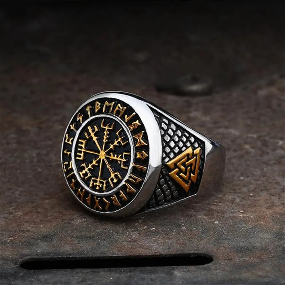 Nordic Viking Letter Fashion Retro Ring Men's Punk Ring Hip Hop Rock Party Motorcycle Accessories Jewelry Accessories