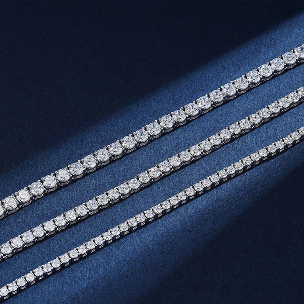 Luxury Hip Hop Tennis Necklace 3m/4m/5m Created Moissanite Gemstone Unisex Basic Tennis Chain Necklace Fine Jewelry Wholesale