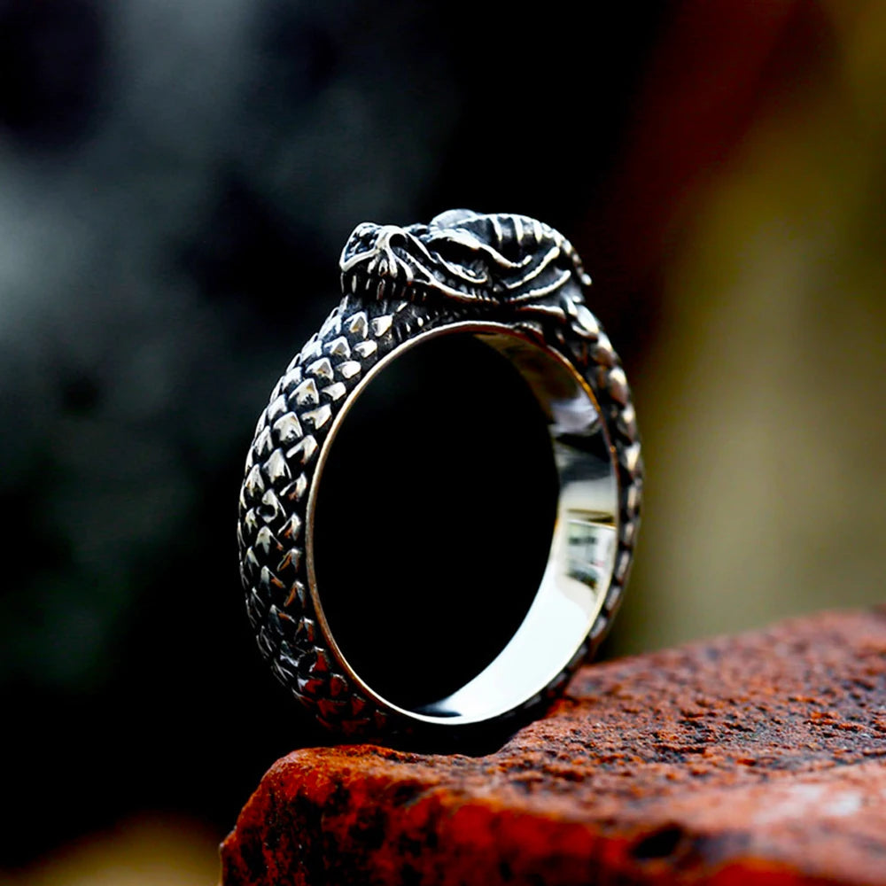 Viking Ouroboros Snake Ring — Stainless Steel