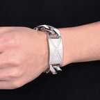 Massive Man Bracelet 20MM Width Men's Stainless Steel Cuban Link Chain Bracelet with CZ Gothic Biker Jewelry Accessory