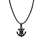Marine Series Anchor Rudder Pendant Necklace Men Durable Wax Thread 24Inches Long Neck Jewelry Outdoor Surfing Beach