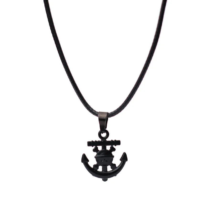 Marine Series Anchor Rudder Pendant Necklace Men Durable Wax Thread 24Inches Long Neck Jewelry Outdoor Surfing Beach