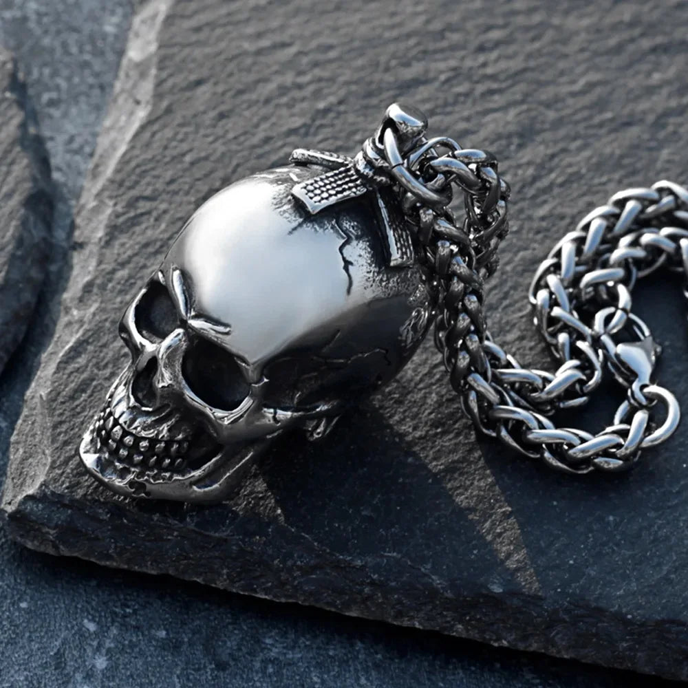 3D Gothic Skull Pendant Necklace — Stainless Steel