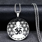 Buddhism Meditation Buddha Yoga Pendant Necklace Stainless Steel Tree of Life Buddhist Chakras Reiki Chain Jewelry Collar