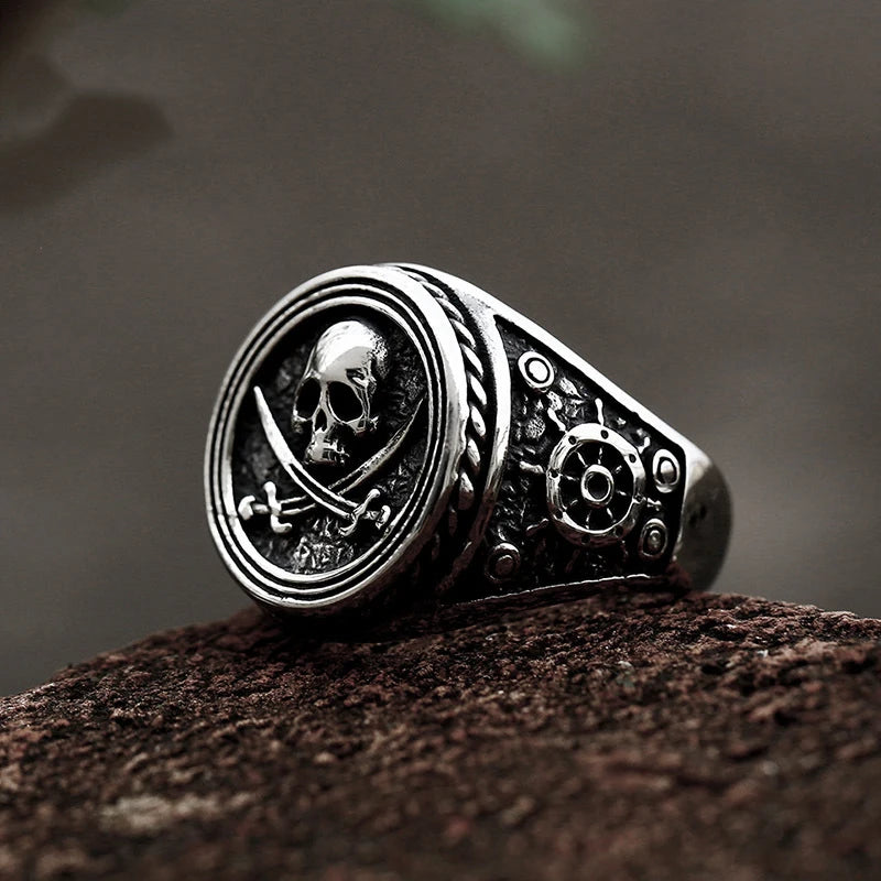 New Creative Stainless Steel Viking Warrior Double Axe Ring for Men Fashion Punk Hip Hop Party Jewelry