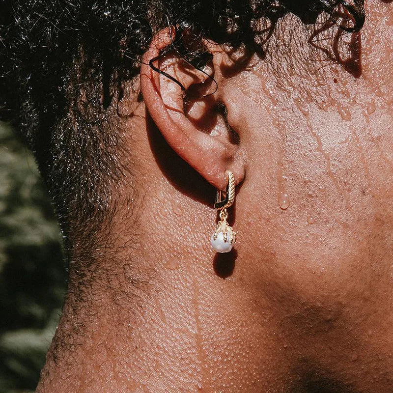 Iced Out Stud Earrings — Gold