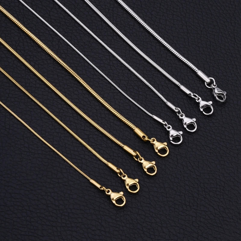 HIYEE Stainless Steel Snake Chain Necklace Chains for DIY for Women Jewelry Making Findings Pendants Lobster Clasps