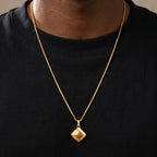 Stylish Natual Stone Necklace for Men,Stainless Steel Geometric Pendant Necklace,New Trend Jewelry Gift