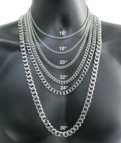 Silver-Tone Face Chain Necklace 2-12MM 40-75cm
