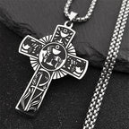 Christian Christ Eucharist Halo Grape Juice Cross Necklace Stainless Steel Men Women Catholic Holy Spirit Church Chain