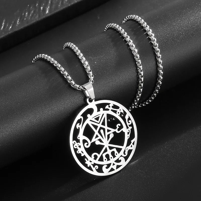 Lucifer Pentagram Medal Pendant — Stainless Steel