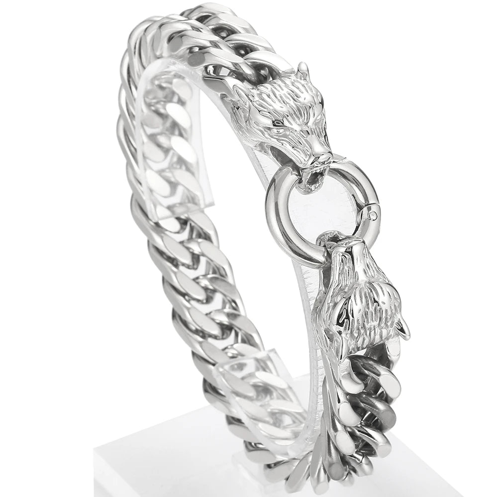 Gothic Wolf Head Stainless Steel Men's Bracelet 4 Color Available Unique Masculine Jewelry Gifts for Party