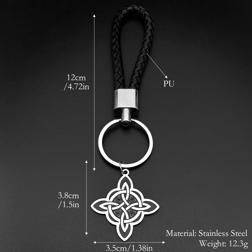 Witchcraft Witch Knot Keyring For Women Men Stainless Steel Silver Color Slavic Protection Amulet Keychains Jewelry