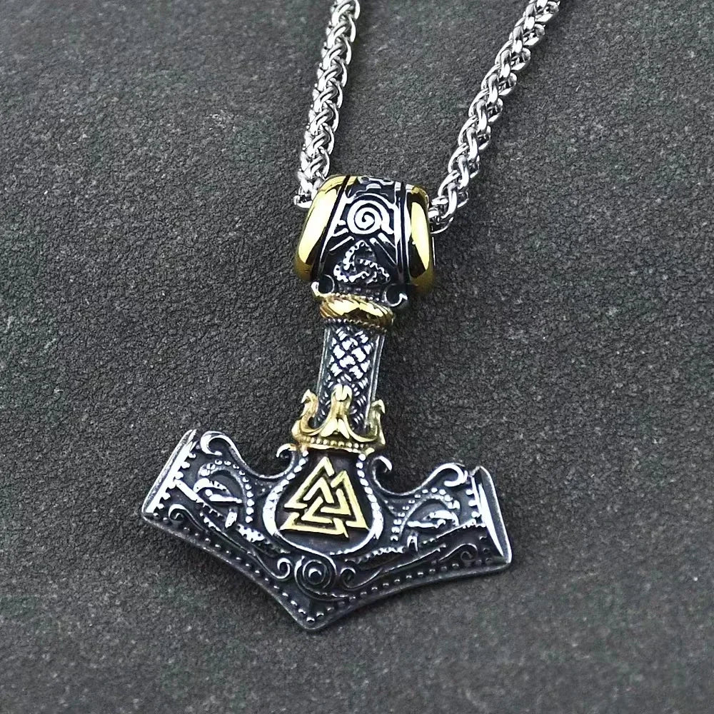 Retro Nordic Style Crow Skull Pendant Animal Bird Necklace for Men Personalized Jewelry Lucky Amulet Gift