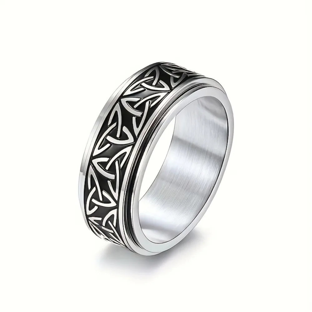 Celtic Knot Knuckle Spinner Ring — Stainless Steel