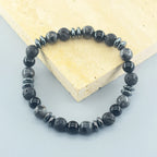 Classic Black Natural Labradorite Volcanic Stone Round Bead Bracelet Health Protection Wealth Luck Accessory Men 팔찌