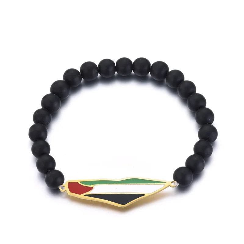 Palestine Flag Steel Bracelet Beaded Hand