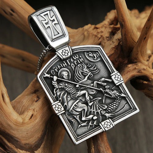 Cross Dragon Steel Pendant Vintage Large Slayer