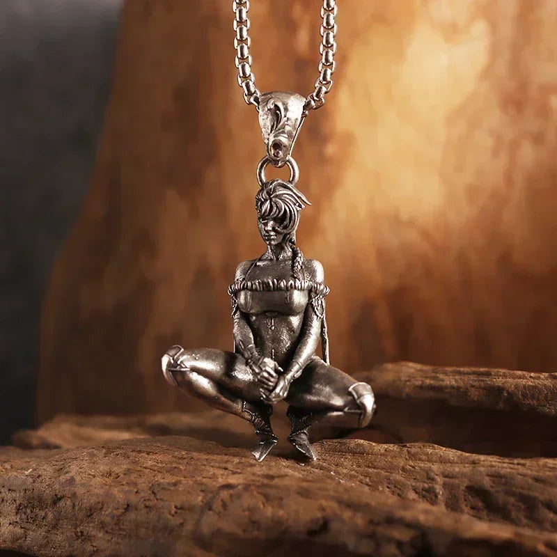 Delicate Antique Silver Color Seraph Prayer Good Luck Necklace Pendant Men Women Anniversary Amulet Jewelry Gift