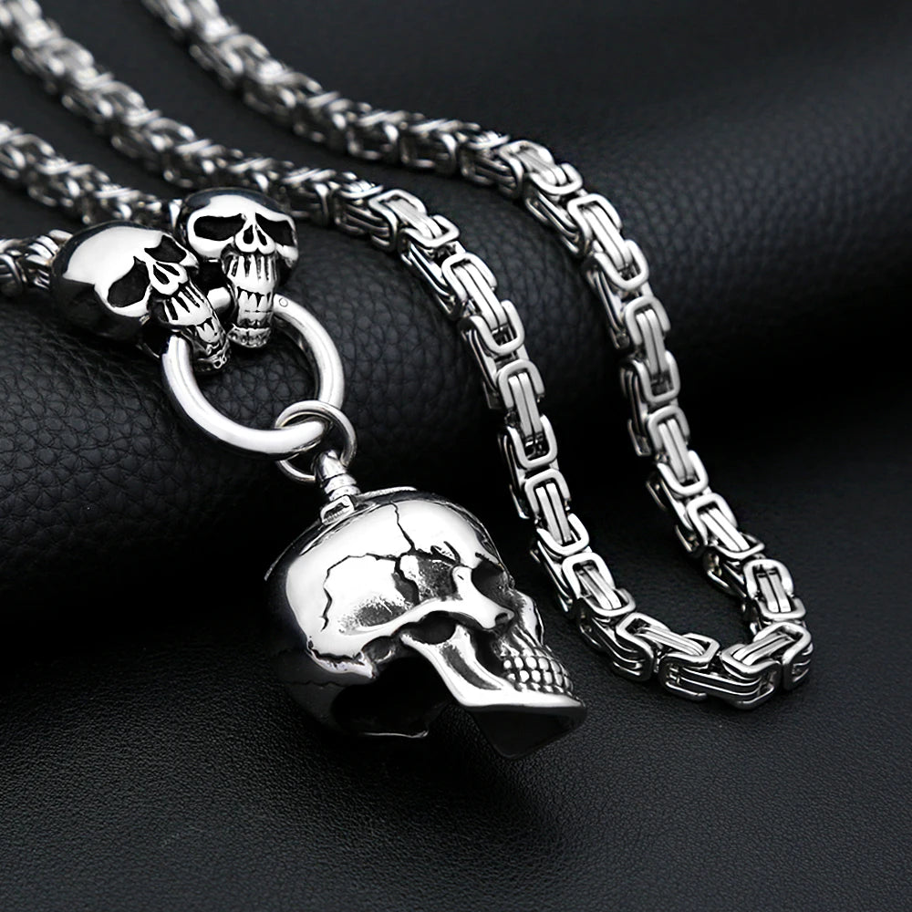 Gothic Skull Steel Pendant Punk Dimensional