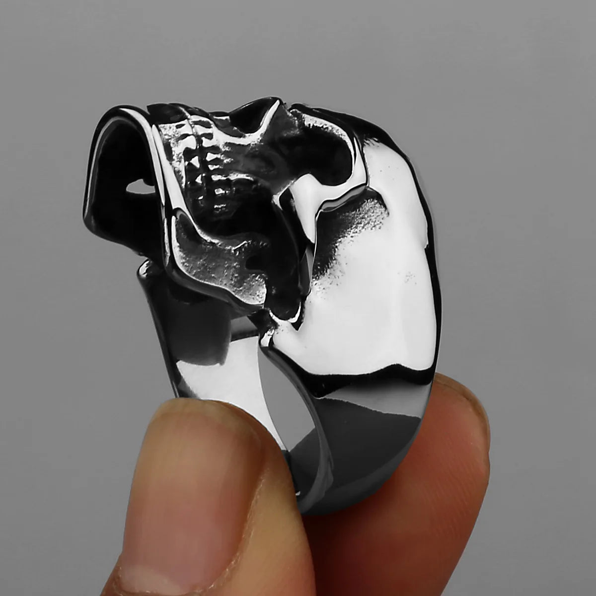 Gothic Skull Steel Ring 316L Finger Punk