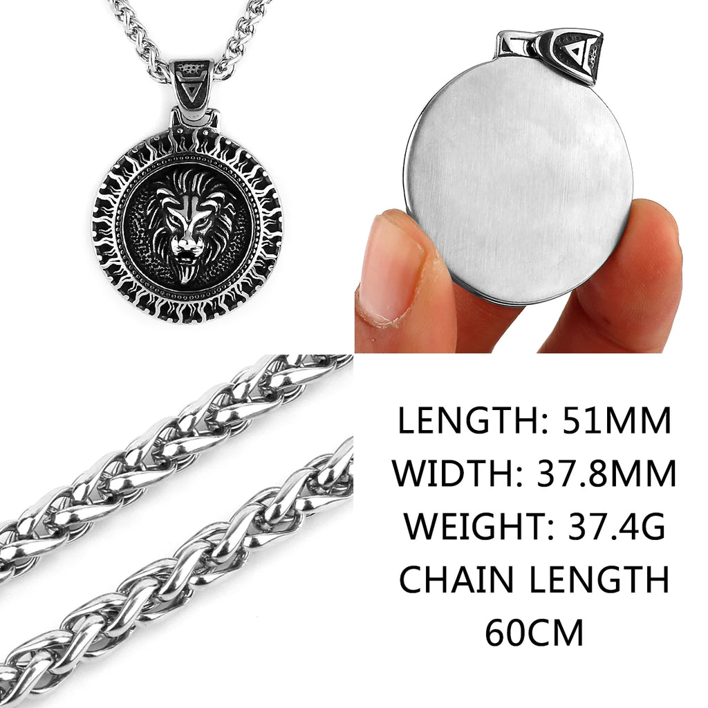 Slavic Sun Lion Amulet Pendant — Stainless Steel