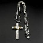 Crown of Thorns Jesus Cross Pendant — Two-Tone