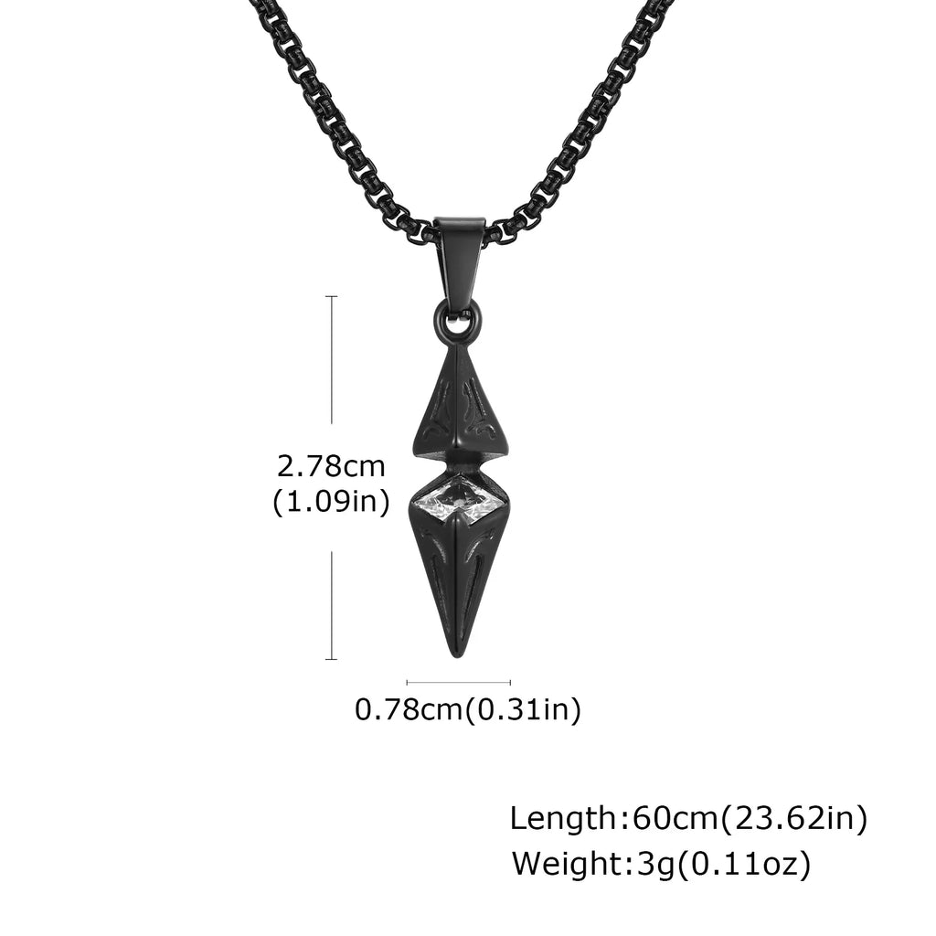 Vnox Stylish Blue Stone Necklaces for Men, Stainless Steel Cube Geometric Pendant Collar Jewelry, Birthday Party Gifts for Him