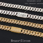 NY 13mm 3 Rows of Fashion Cuban Link Bracelet Iced Out Brass CZ Miami Rectangular Buckle Design Hip Hop Men Jewelry